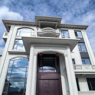 西安白麻别墅外墙干挂石材效果示例