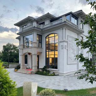 西安 白麻花岗岩私人别墅干挂石材豪华定制