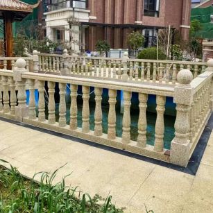 西安黄金麻花岗岩石材栏杆，扶手，将军柱，花瓶柱