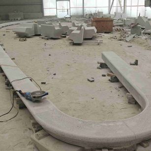 西安 芝麻白花岗岩弧形花坛石，坐凳石