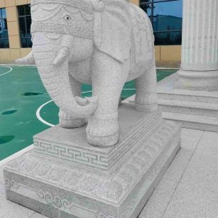 西安 白麻花岗岩动物异形石雕-大象