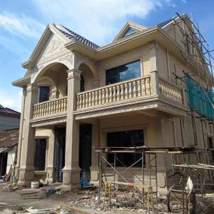 西安 黄金麻花岗岩石材私人别墅雕花门楼柱阳台栏杆