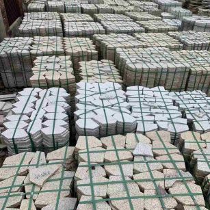 西安 黄金麻白麻花岗岩荔枝面地铺石(冰裂纹)