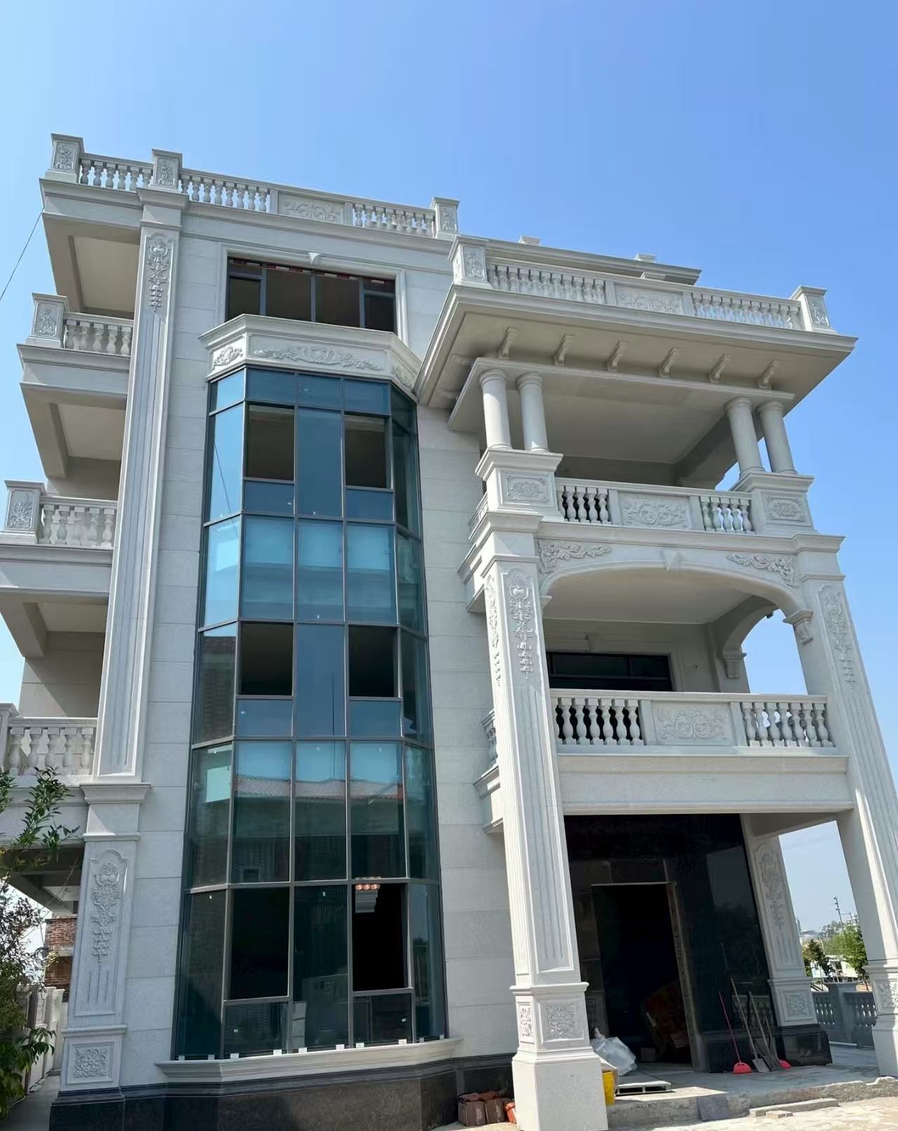 西安 白麻花岗岩别墅外墙干挂效果展示