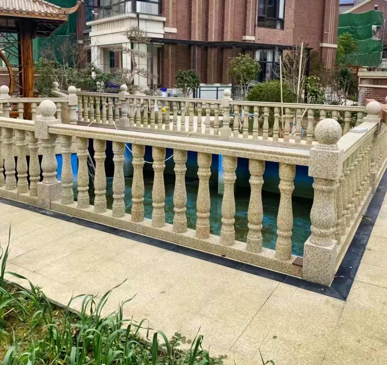 西安黄金麻花岗岩石材栏杆，扶手，将军柱，花瓶柱